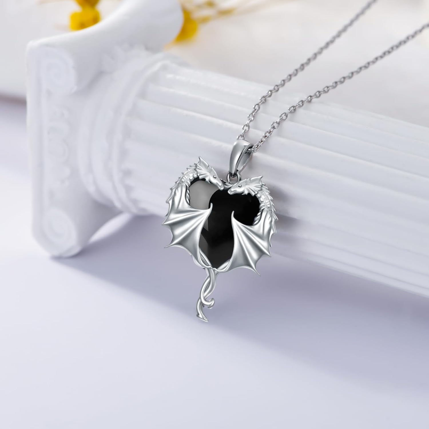 AOBOCO 925 Sterling Silver Dragon Necklace for Women Girls, Made with Austrian Crystal - Image 2