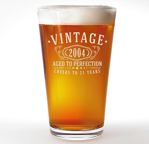 Vintage 2003 Grabado 16oz Pint Beer Beber Glass Cup  Feliz 21 regalos de cumpleaños mujeres hombres, decoraciones para él, Turning 21 años de edad