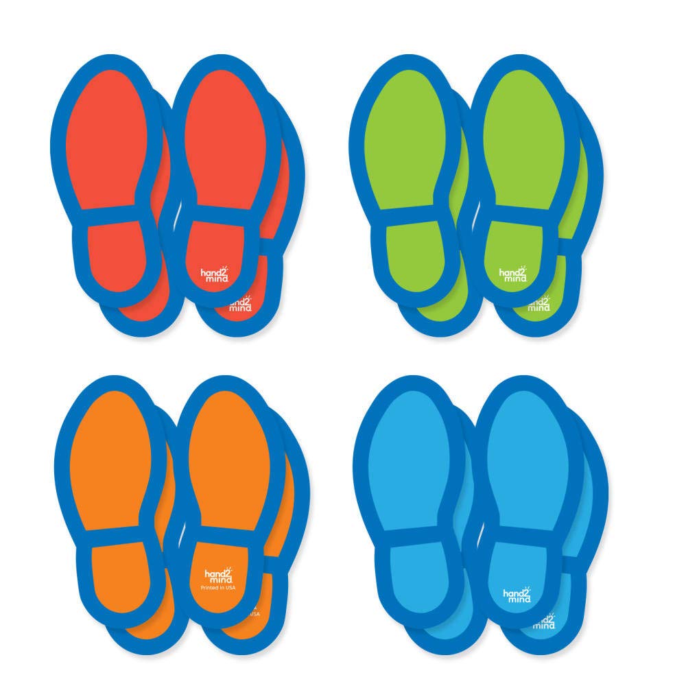 hand2mind 16 Social Distancing Floor Decals Footprints, 8 Inch Multicolor Safety Floor Sign, Waterproof and Washable for Indoor Or Outdoor 6 Feet Distancing: Industrial & Scientific