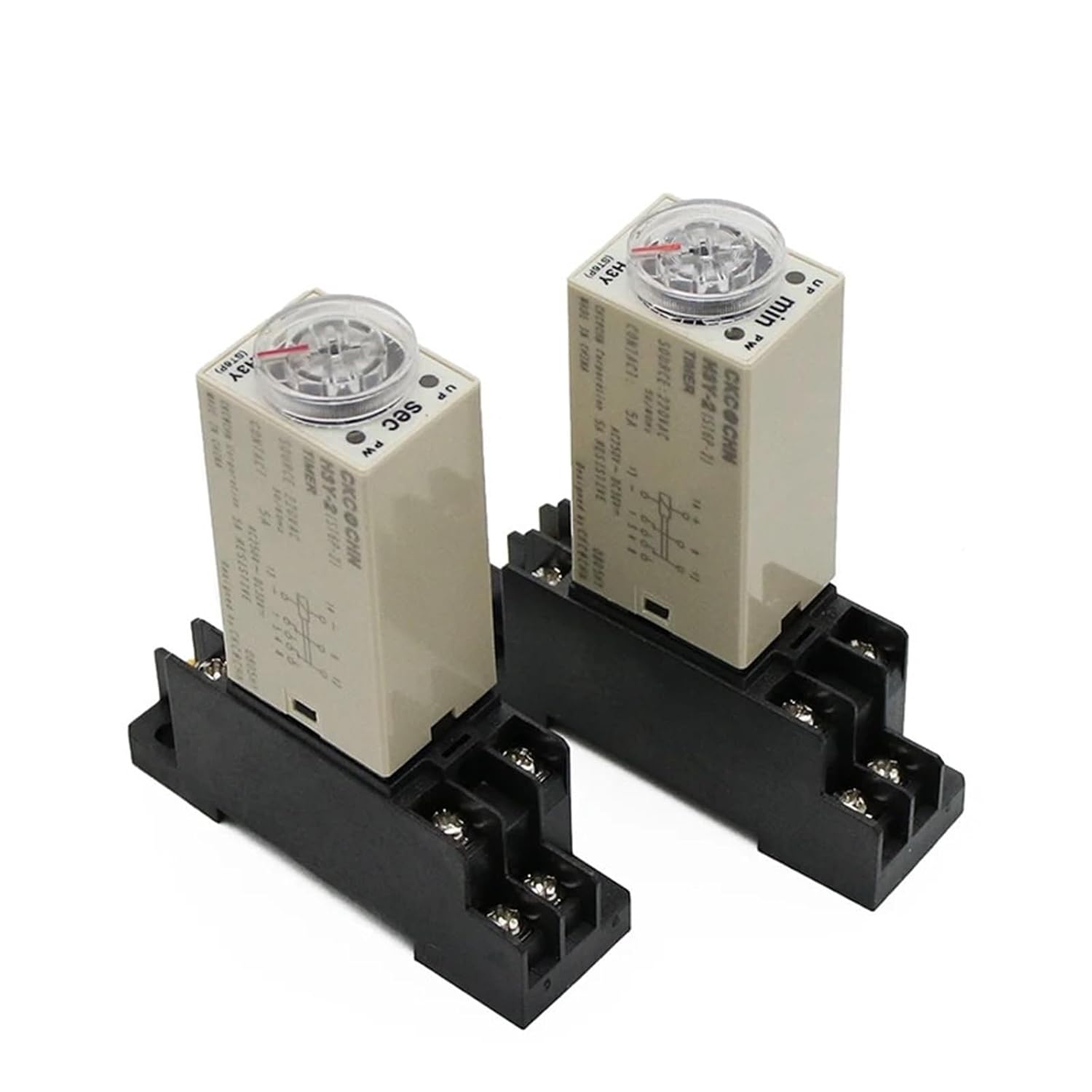 1pcs H3Y-2 AC 220V Delay Timer Time Relay Switch 0-30 Minute/Seconds Adjustable 5A with Base Socket Rotary Knob DPDT(Voltage DC 24V,0-1 Minute)