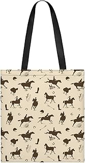 [アンタロア] トートバッグ 手提げ袋 うま 馬柄 馬術 スポーツ 買い物袋 エコバッグ ショルダーバッグ 2way 大容量 通勤 通学 旅行