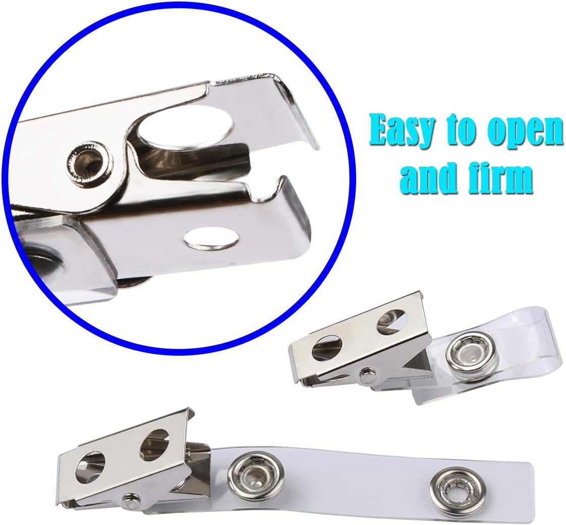 Aimtech Set of 50 Pcs Clear Plastic Horizontal Name Tag Badge Id Card Holders & Metal Id Badge Holder Clips with PVC Straps (Aimt1526) : Office Products