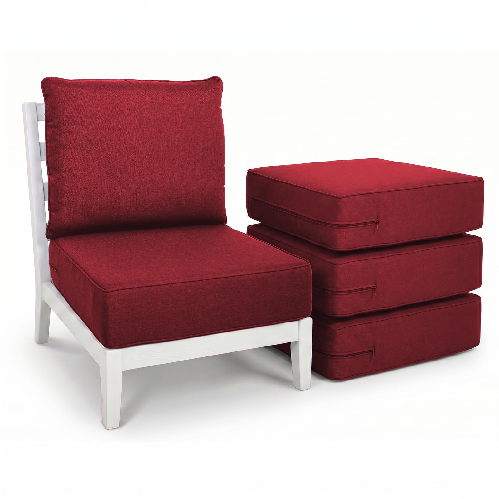 Luxury Outdoor Seat Cushion Set 4-24 x 24 x 6 Inch Outdoor Chair Cushions with Water Resistant &amp; Removable Cover Outdoor Cushions for Patio Furniture Chair Sofa Couch