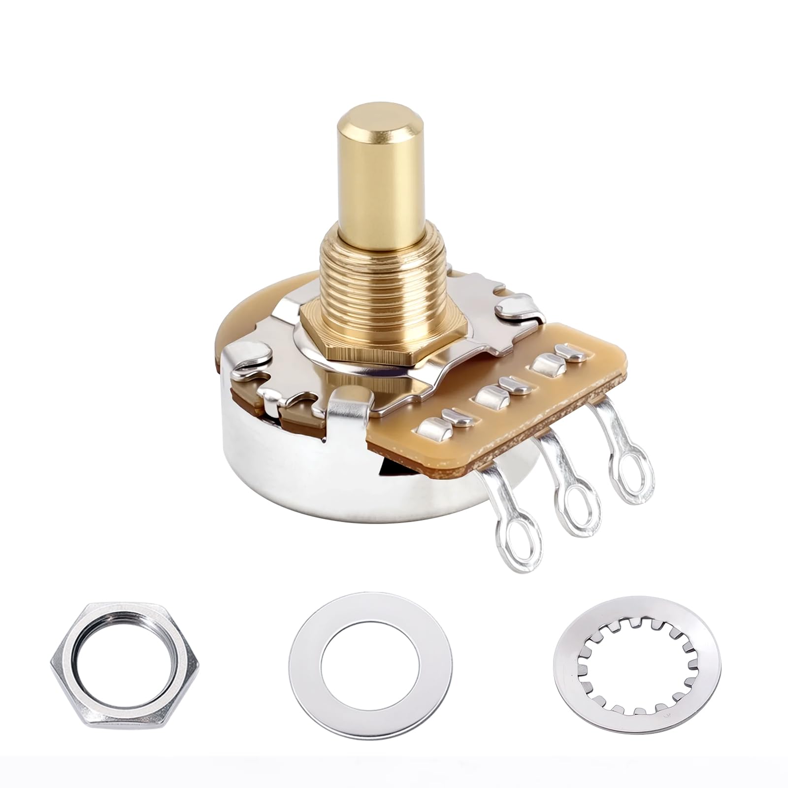 Banworks Brass B500K M8 Metric Thread Full Sized Guitar Solid Shaft Pots