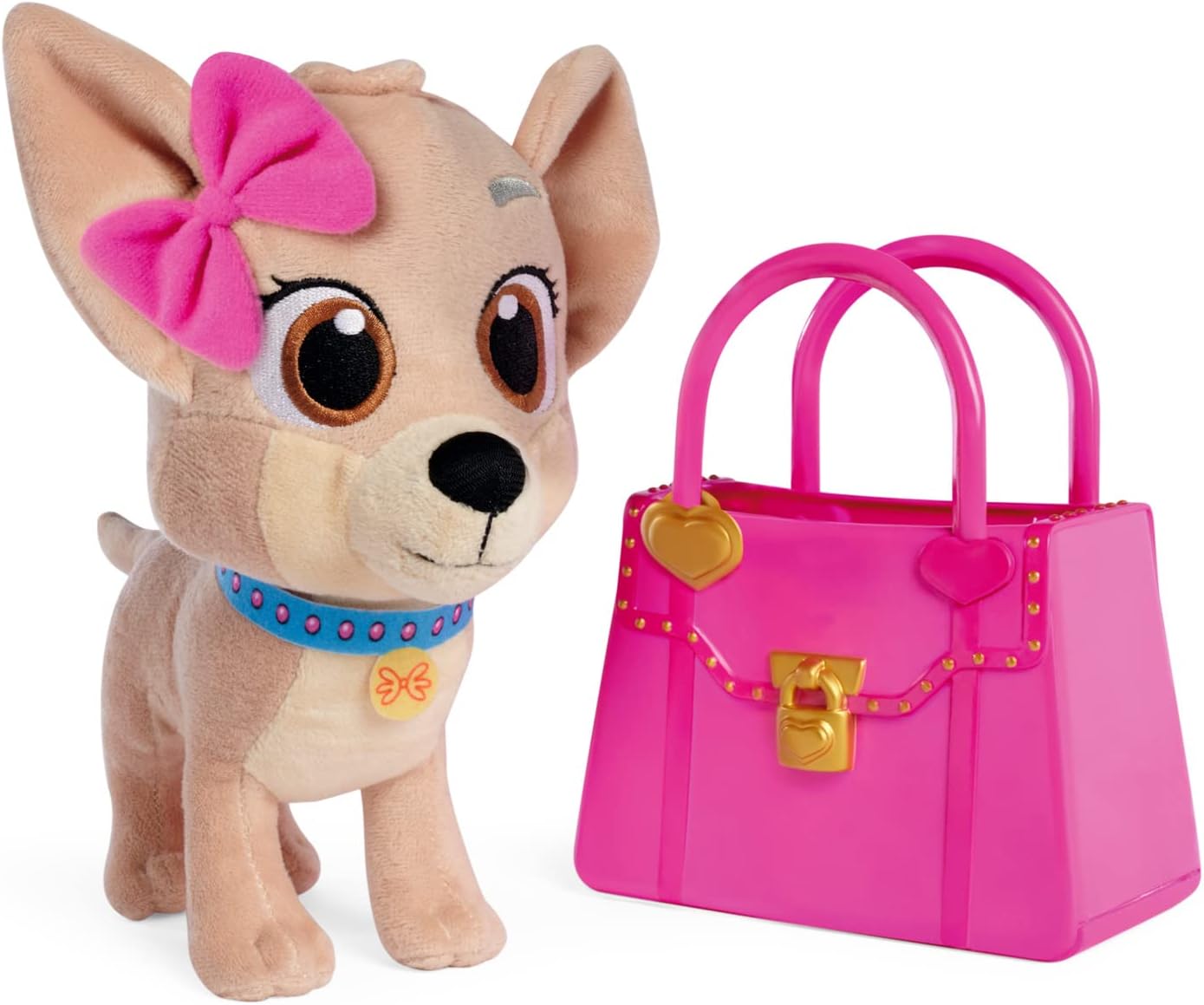 ChiChi Love Best Friends Forever 105890020 Youtube Series Plush Dog in Hot Pink Vinyl Handbag, 20 cm Cuddly Dog, from 3 Years