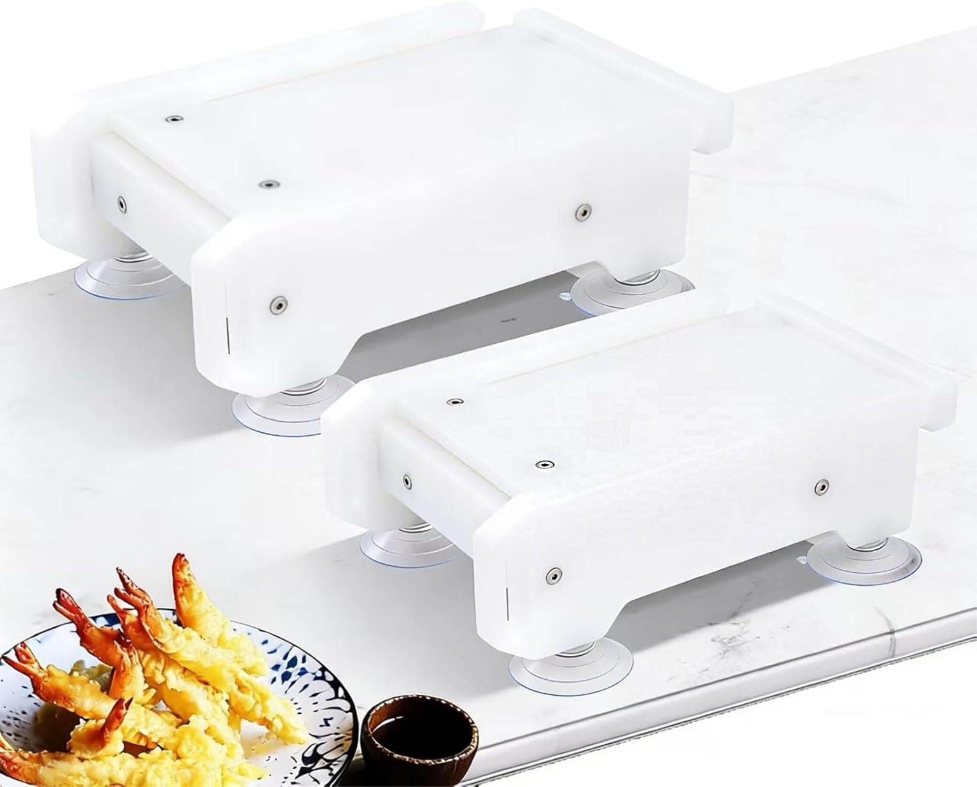 Tempura, strumento per schiacciare gamberi, piastra per gamberi, piatto staccabile con base a ventosa, per sushi cucina