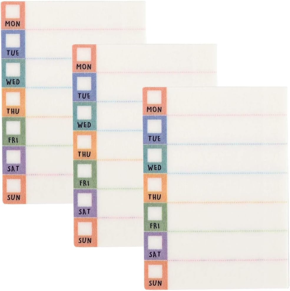 Pine Book Japanese Colorful Washi Paper Weekly Days of The Week Sticky Notes / Pack of 3, 36 PCS [ LS00558 ]