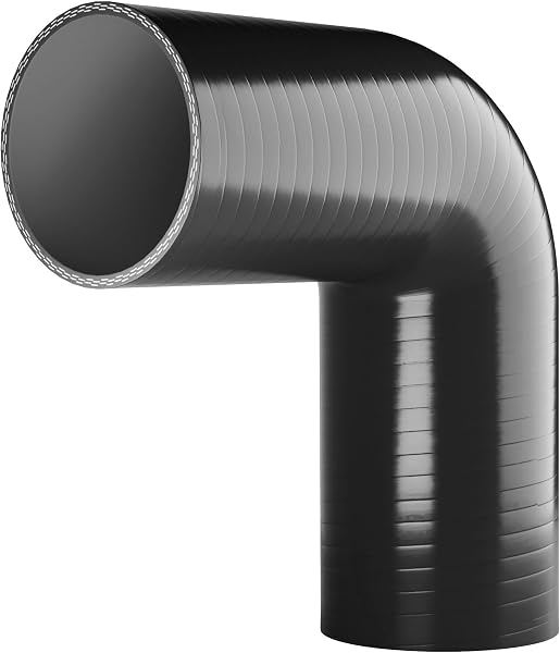 90 degree Silicone Turbo and Coolant Reinforced Hose Elbow ID: 35mm - Black - 1