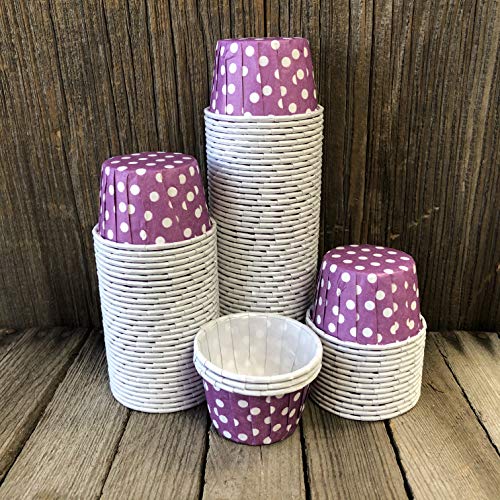 Bulk Mini Candy Nut Paper Cups - Mini Baking Liners - Purple White Polka Dot - 100 Pack #TOP5