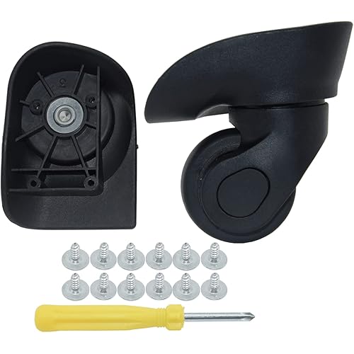 fengshuiluck Travel Suitcase Carry On Luggage Spinner Wheels Replacement Left and Right Caster with Screws and Tool 2Pcs Black