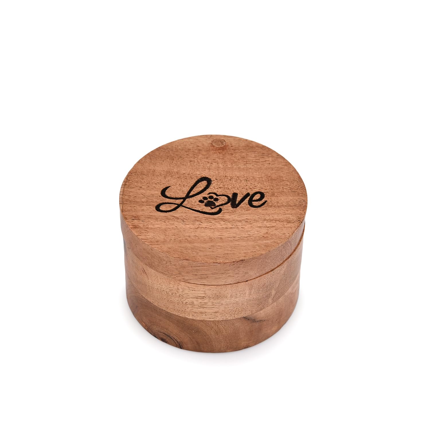 CAT URN Acacia Wood Round Shape-Beautiful Love Engraved Pet Memorial Urns for Cat Ashes Loss Pet Memorial Remembrance Gift (3.5" X 3.5" X 2.5")