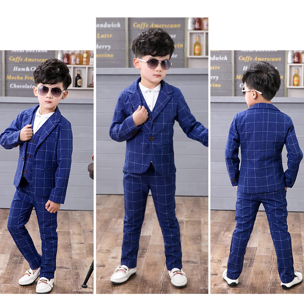 Jungen Festlichen Anzug Set Plaid Kinder Blazer & Hosen Outfit, Freizeitkleidung Oder Hochzeitskleid 3 teiliges/4 teiliges Gentleman Jacke + (Langarm Hemd) + Weste + Hosen