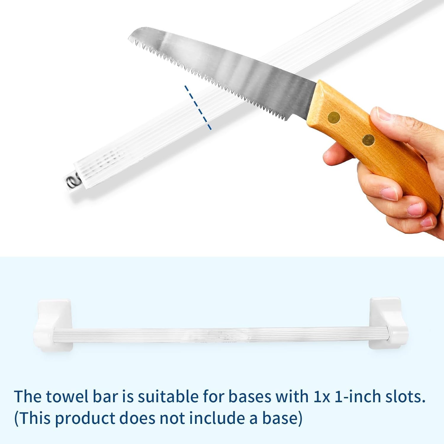 2 Pack 24 Inch Clear Bathroom Towel Bar Replacement Bar with Adjustable Spring End Sturdy Plastic Ceramic Rack Replacement Towel Bar Suitable for Kitchen and Bathroom Towel Storage