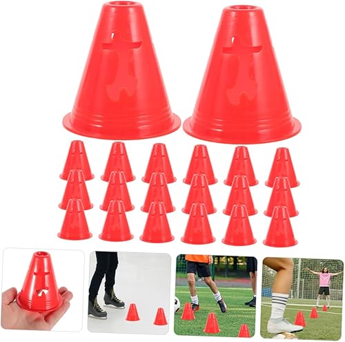 Miniatura 7 de Paquete de 20 conos deportivos de 3.1 in de alto, marcadores de agilidad de plástico resistente para entrenamiento de fútbol y patinaje sobre