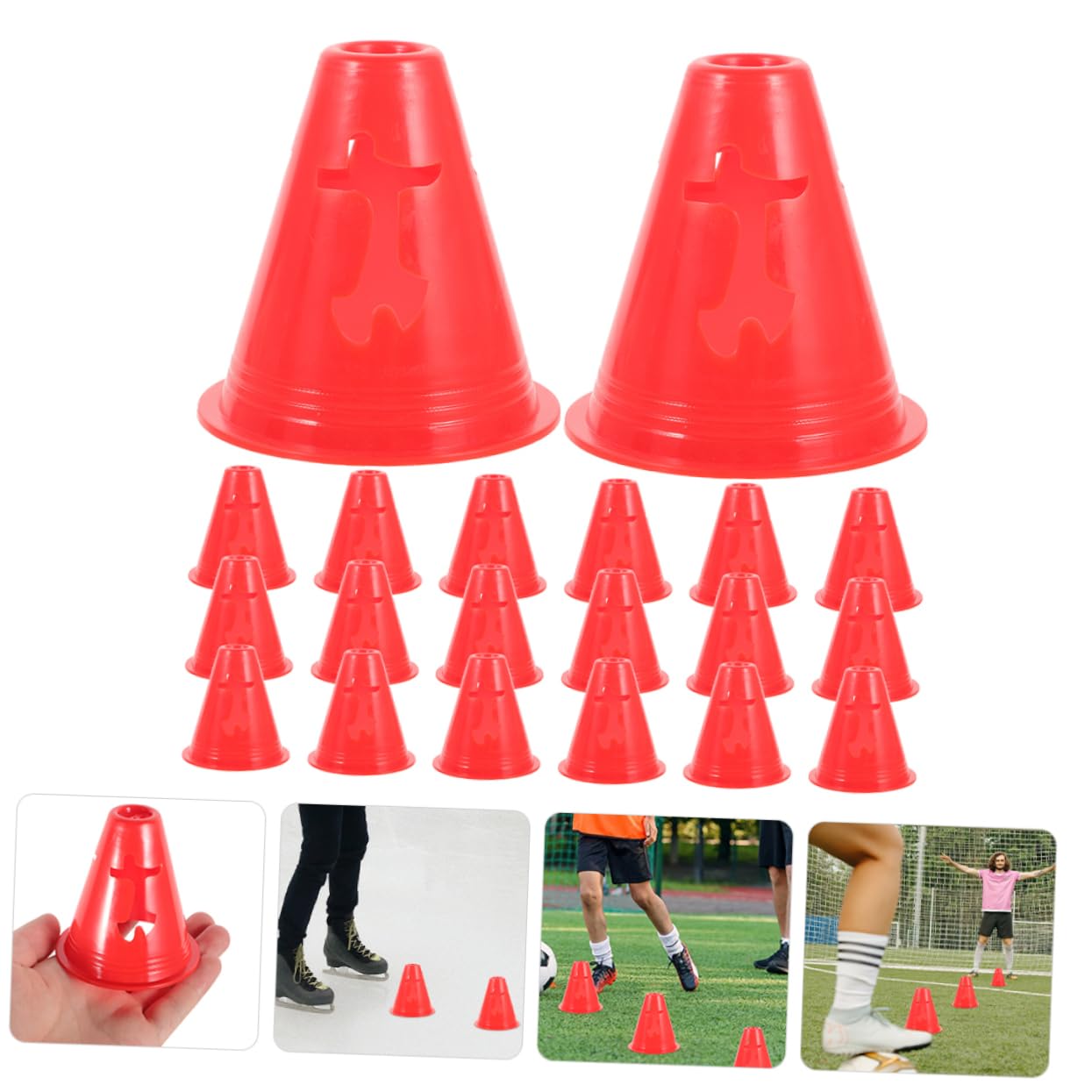 ibasenice Conos Pequeño Cono De Obstáculo Capacitación Cono Marcador Cono De Entrenamiento Deportivo Cono De Disco De Entrenamiento Deportivo Educación Física Rojo