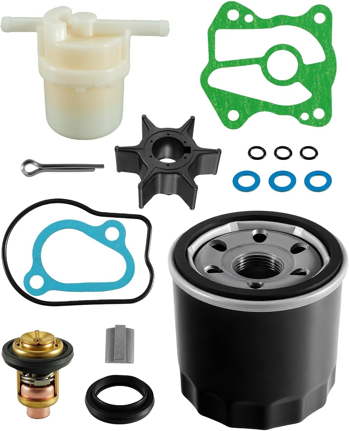 06211ZV5505 Outboard Maintenance Service Kit Fit for Honda BF A-Series 35 40 45 50 HP Engines, Water Pump Maintenance Tool Gasket Key Impeller Oil and Fuel Filter Thermostat Cotter Pin
