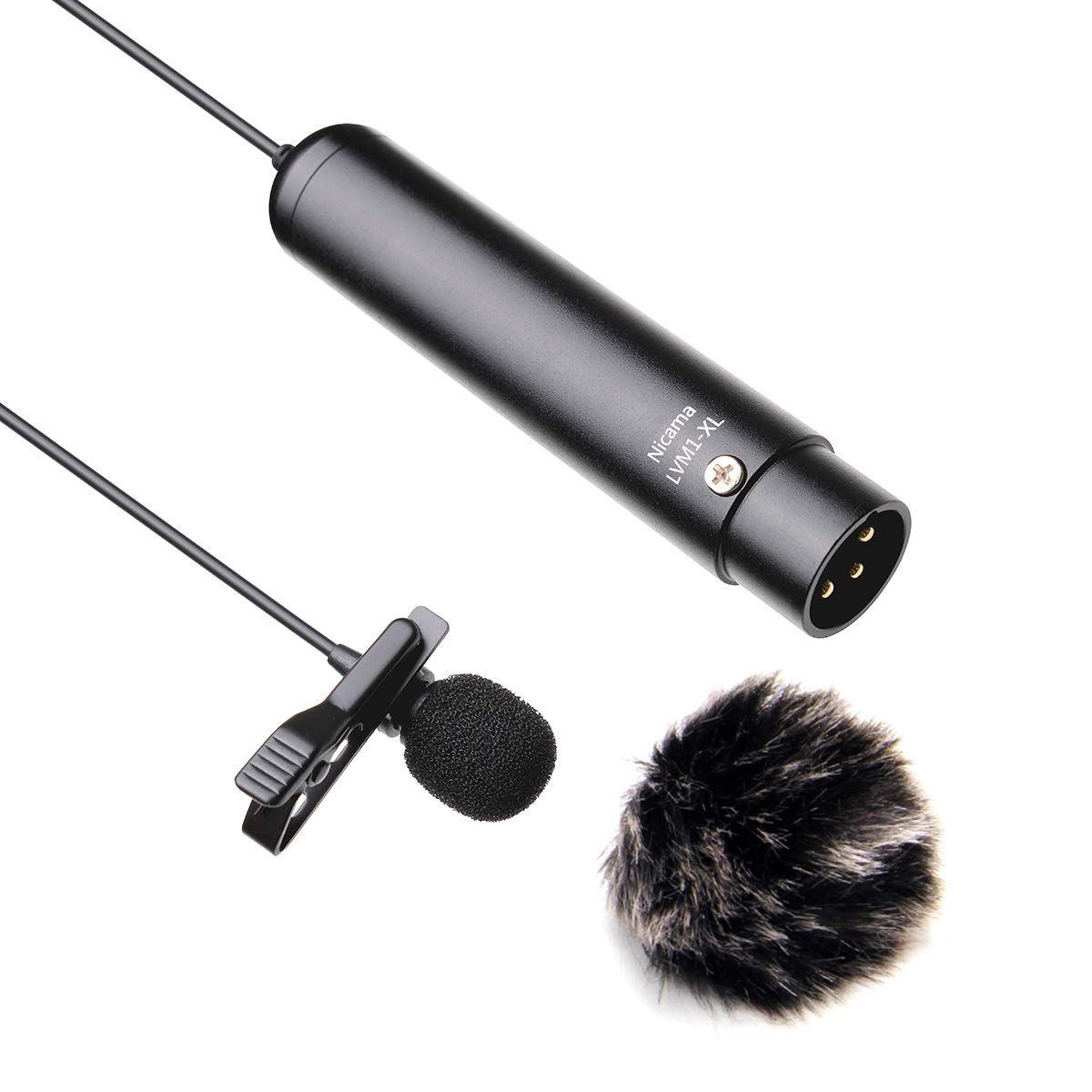 XLR Lavalier Microphone with Windscreen Muff ,Nicama Phantom Power