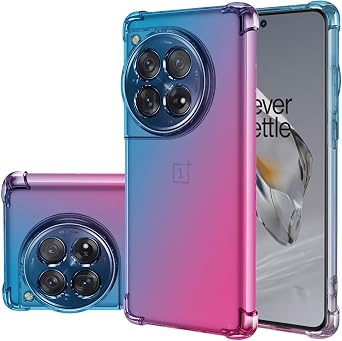 Case for OnePlus 12R & ACE 3 - Gradient Slim Anti Scratch Soft TPU Phone Cover, Shockproof Protective Case for OnePlus 12R 5G Blue/Pink