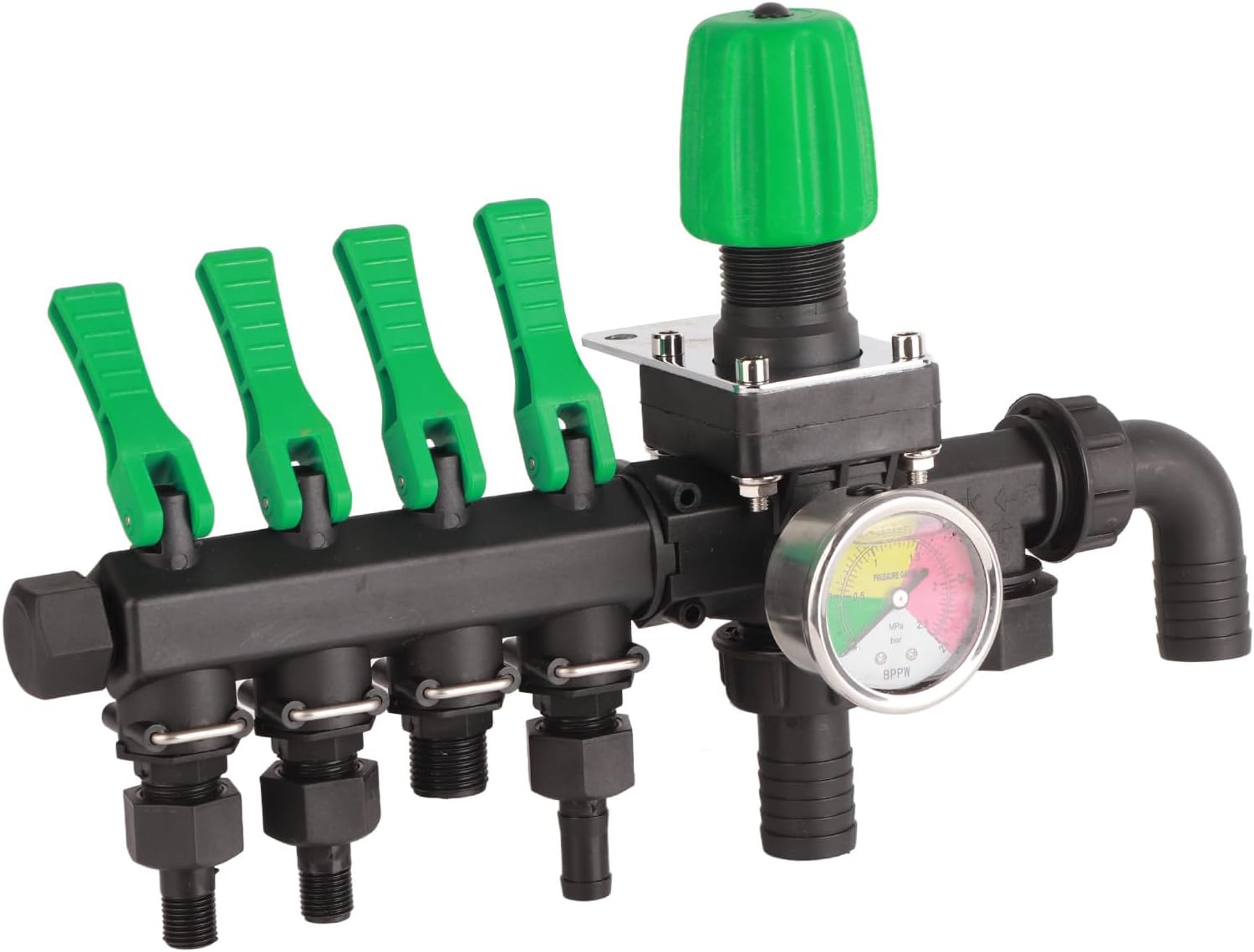 4 Way Hose Splitter Agricultural Sprayer, Agricultural Sprayer Control Shut Off Valve Water Splitter Hose Connector for Drip Irrigation Timers Garden Lawns Watering Separator Sets