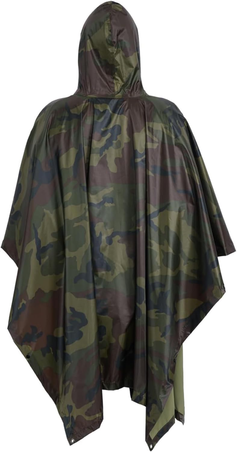 Mens Raincoats Military Camo Hunting Poncho - Military Poncho Waterproof Army Poncho Camouflage Rain Coat