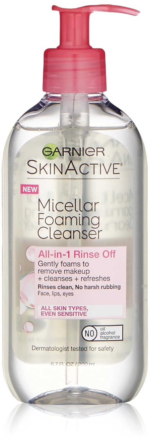 Garnier SkinActive Micellar Foaming Face Wash, For All Skin Types, 6.7 fl oz : Beauty & Personal Care