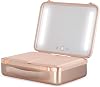 Beautifect Box Rose Gold - Large Makeup Bag with LED Light Up Mirror - Quilted Metallic Vanity Case Travel Cosmetics Bag for Women - Toiletry & Make Up Organiser with Compartments & Brush Holders