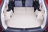 EntièRement Entouré Tapis de Coffre Voiture pour Porsche Panamera 2009-2016 (with Fences on Both Sides, 2 backrests), Cuir AntidéRapant ImperméAble à Couverture Plancher Doublure,Beige