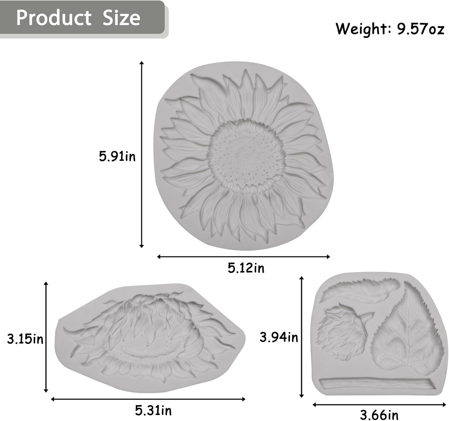 Sunflower Silicone Mold for Crafts, Oversized Sunflower Mold for Clay, 3D Flower Molds for Chocolate Fondant Cake Decoration Resin Polymer