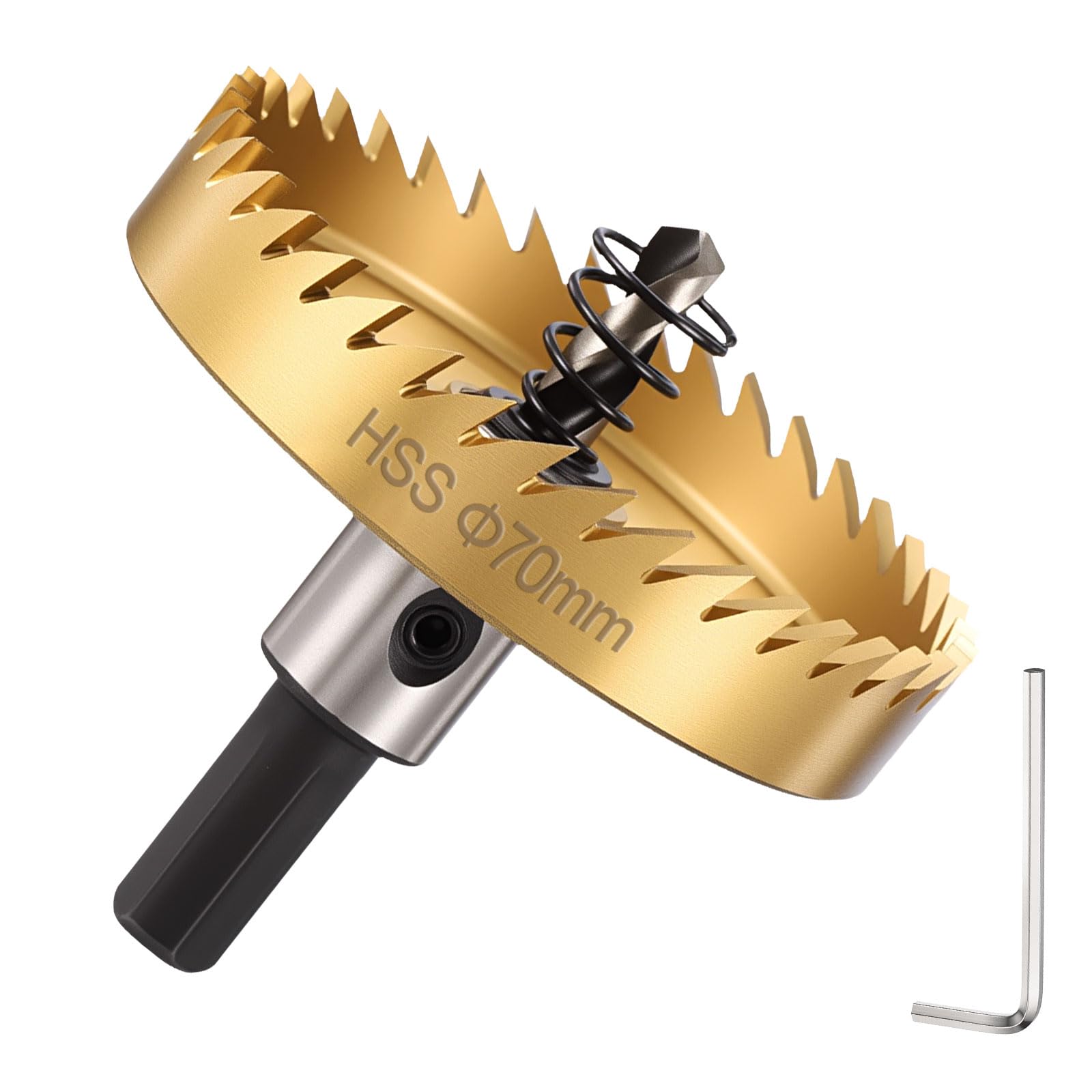 DTGN 2-3/4" Hole Saw M2 High Speed Steel - 70mm Hole Cutter - Good for Thin Stainless Steel/Alloy/Aluminium/Brass/Copper - Gold