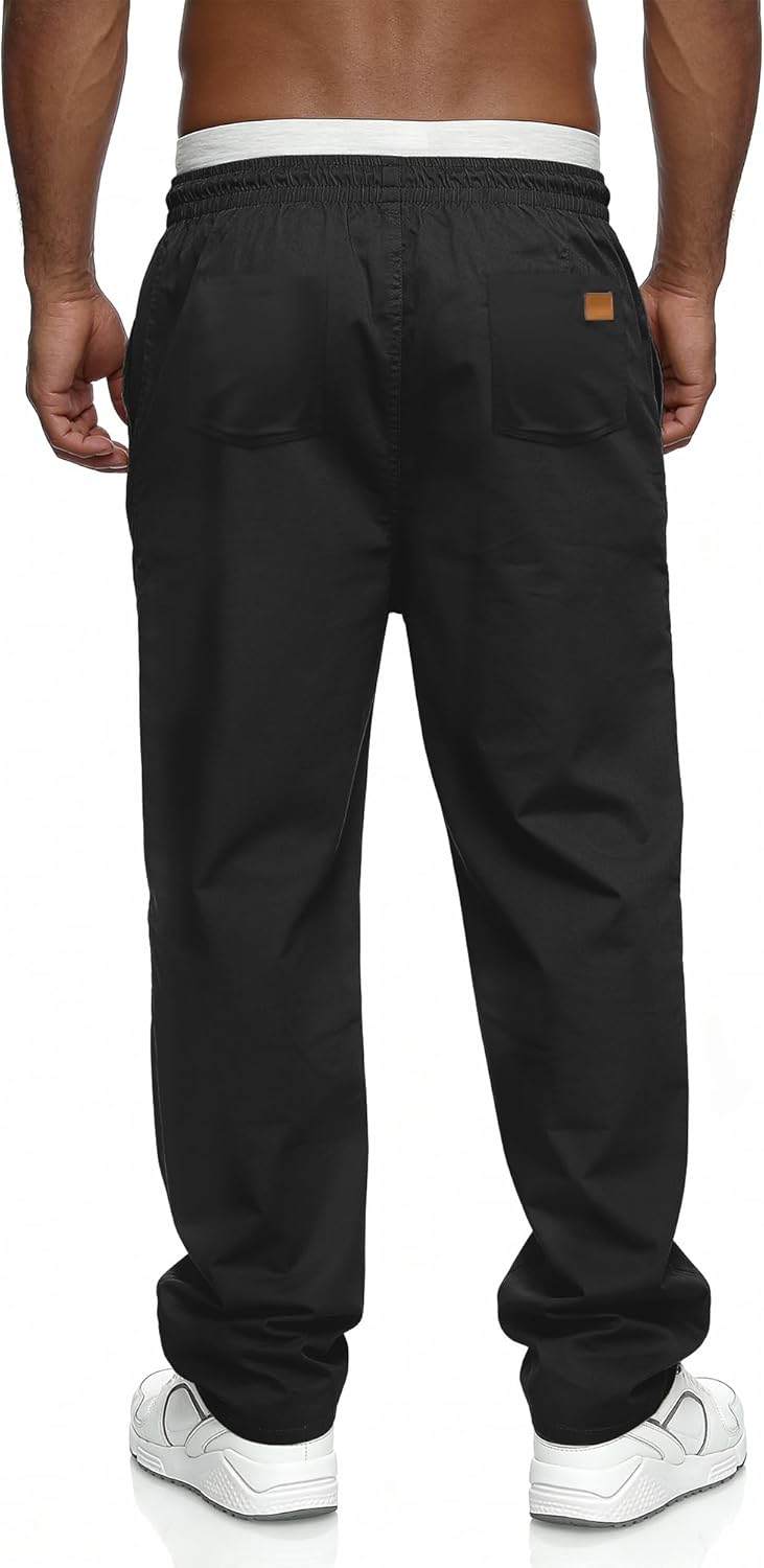 Comdecevis Mens Relaxed Fit Casual Pants Elastic Waist Sweatpants with Pockets Cargo Joggers - Image 4
