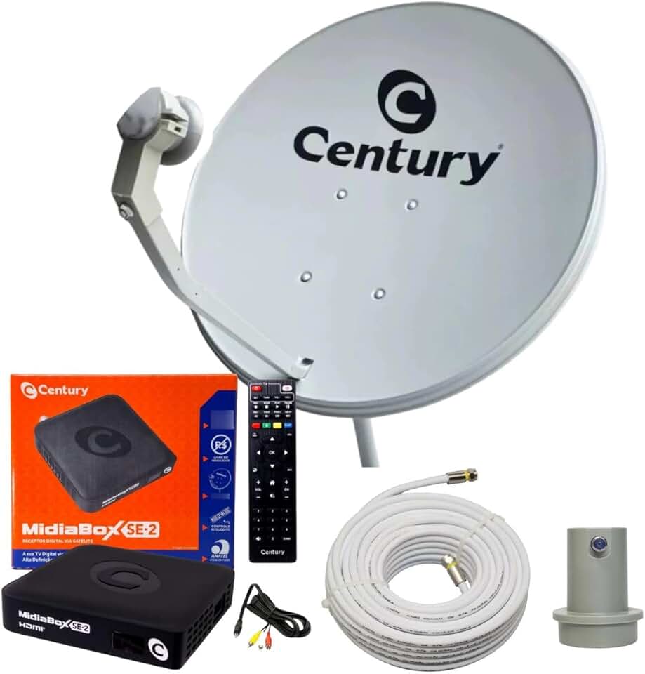 Kit Antena - Receptor Digital SE-2 Midiabox Lnbf 5g Ku Cabo Cor Preto 110v/220v