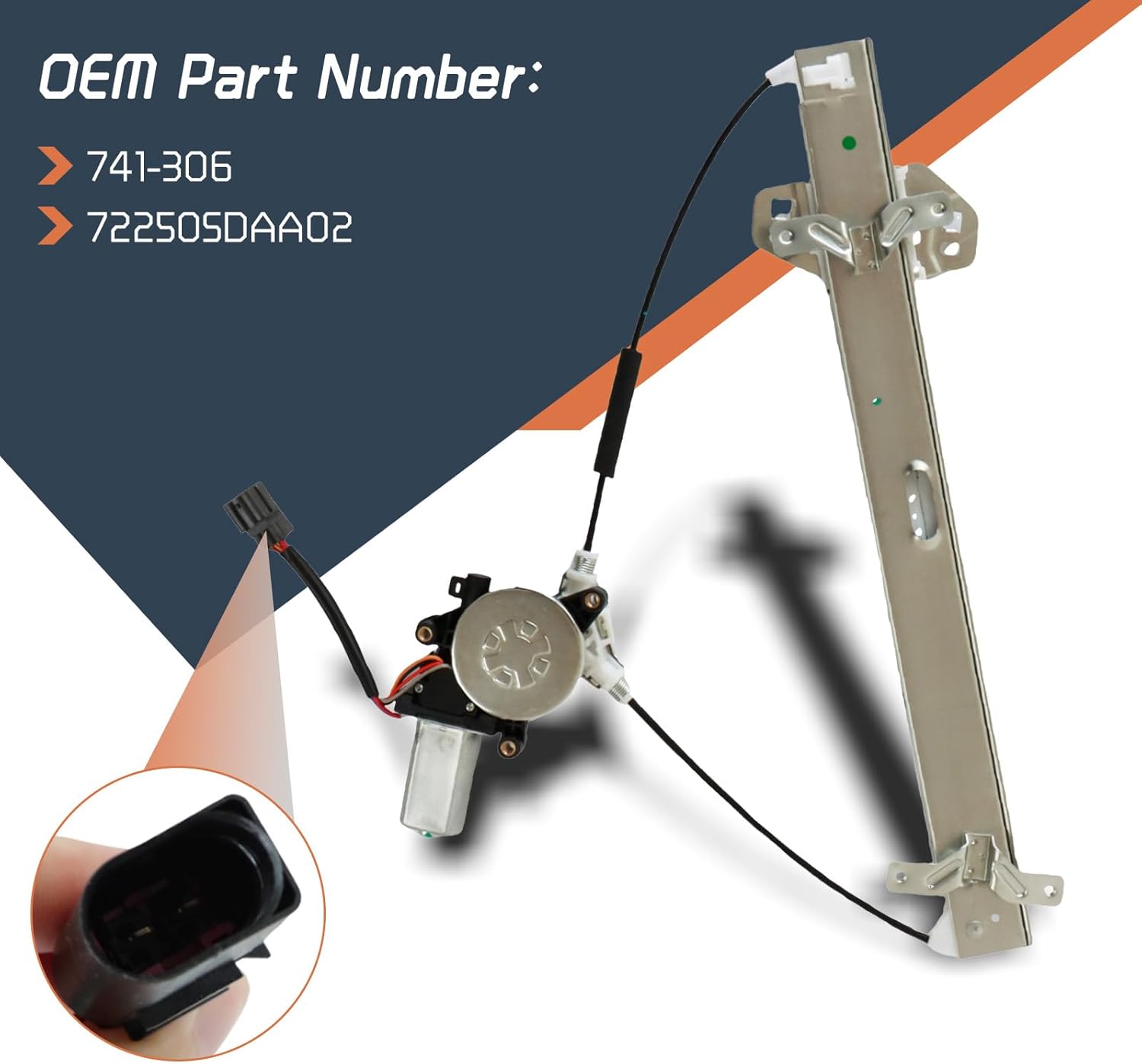 741-306 Window Regulator Driver Side Front with Power Window Motor for Honda Accord 4-Door 2003 2004 2005 2006 2007 Window Regulator Driver Side OE#741-306 72250SDAA02 (Front Left Side)