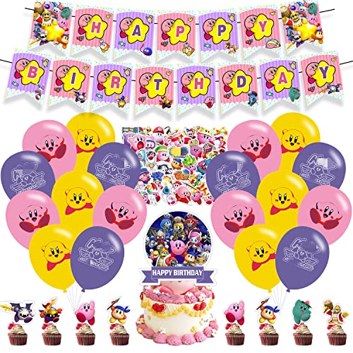 82PCS Game Theme Birthday Party Supplies, Cartoon Party Supply Set For Kids Banner, Balloons,Toppers, Stickers