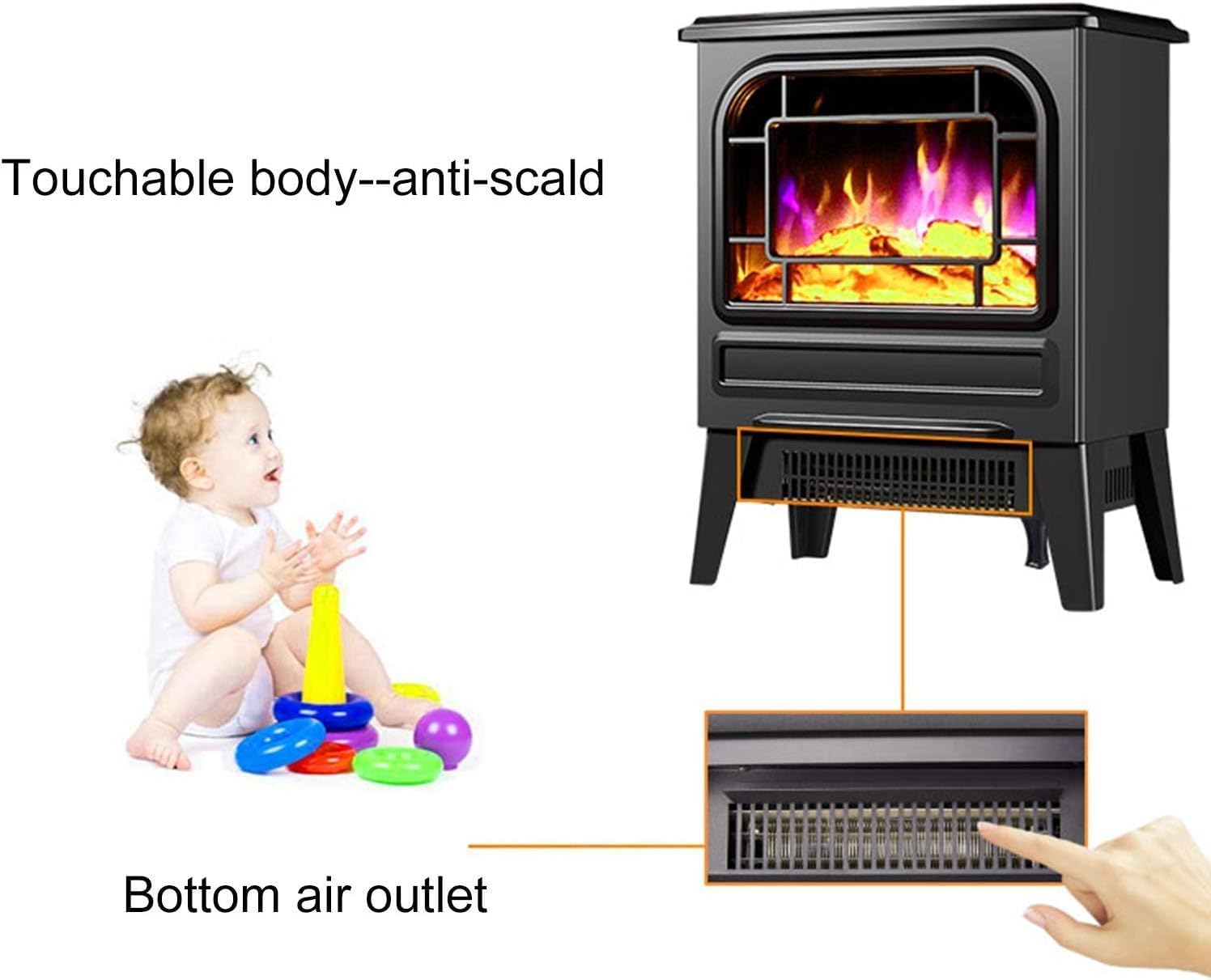 Electric Fireplace, Freestanding Fireplace Electric Stove Fireplaces,Electric Fireplace Heater,Log Burner Flame Effect Electric Fireplace Stove Heater1000/2000W Electric Fireplace Stove Heater