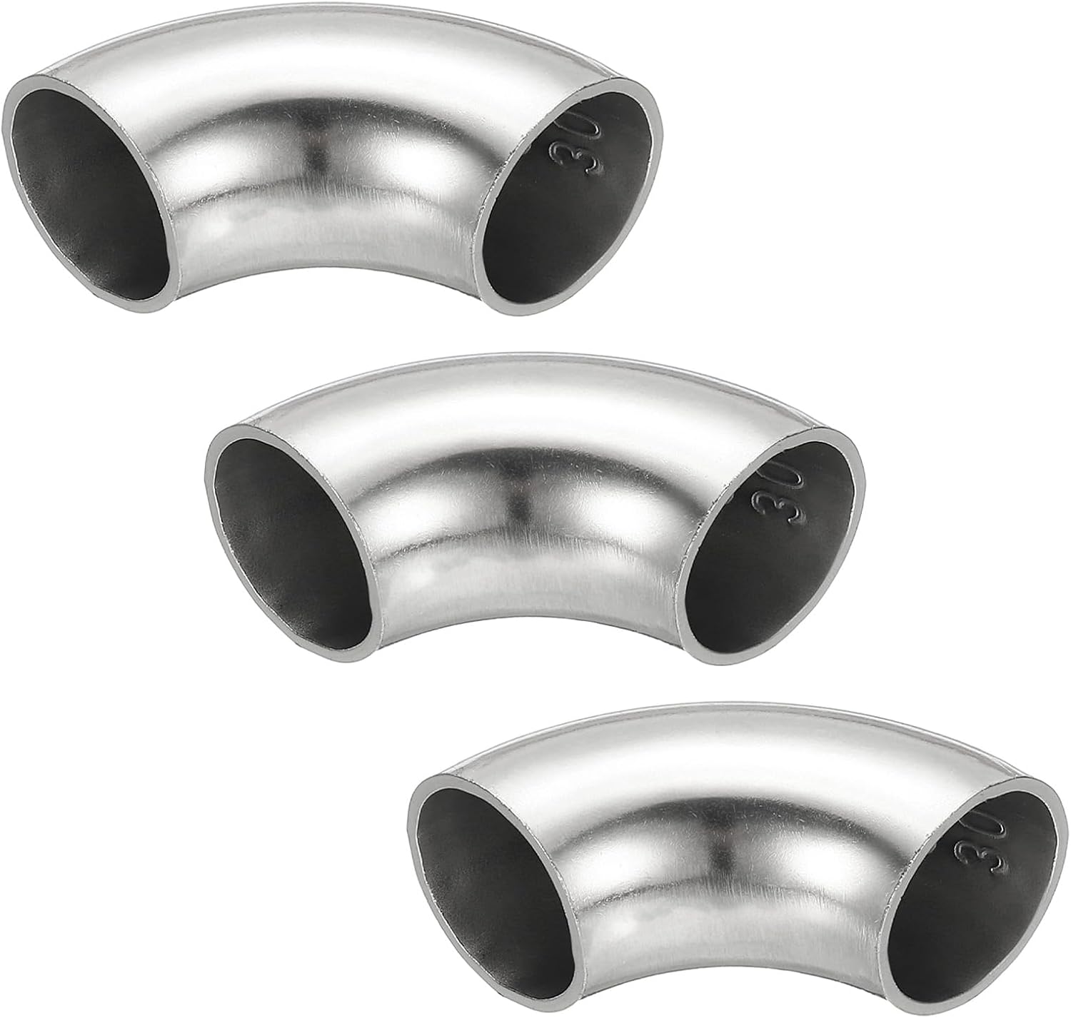 PATIKIL 3pcs 90 Degree Mandrel Bend Elbow, 1-1/4" OD Steel Exhaust Elbow Exhaust Piping Connector 304 Stainless Steel for Exhaust Pipe Stair Handrail HVAC