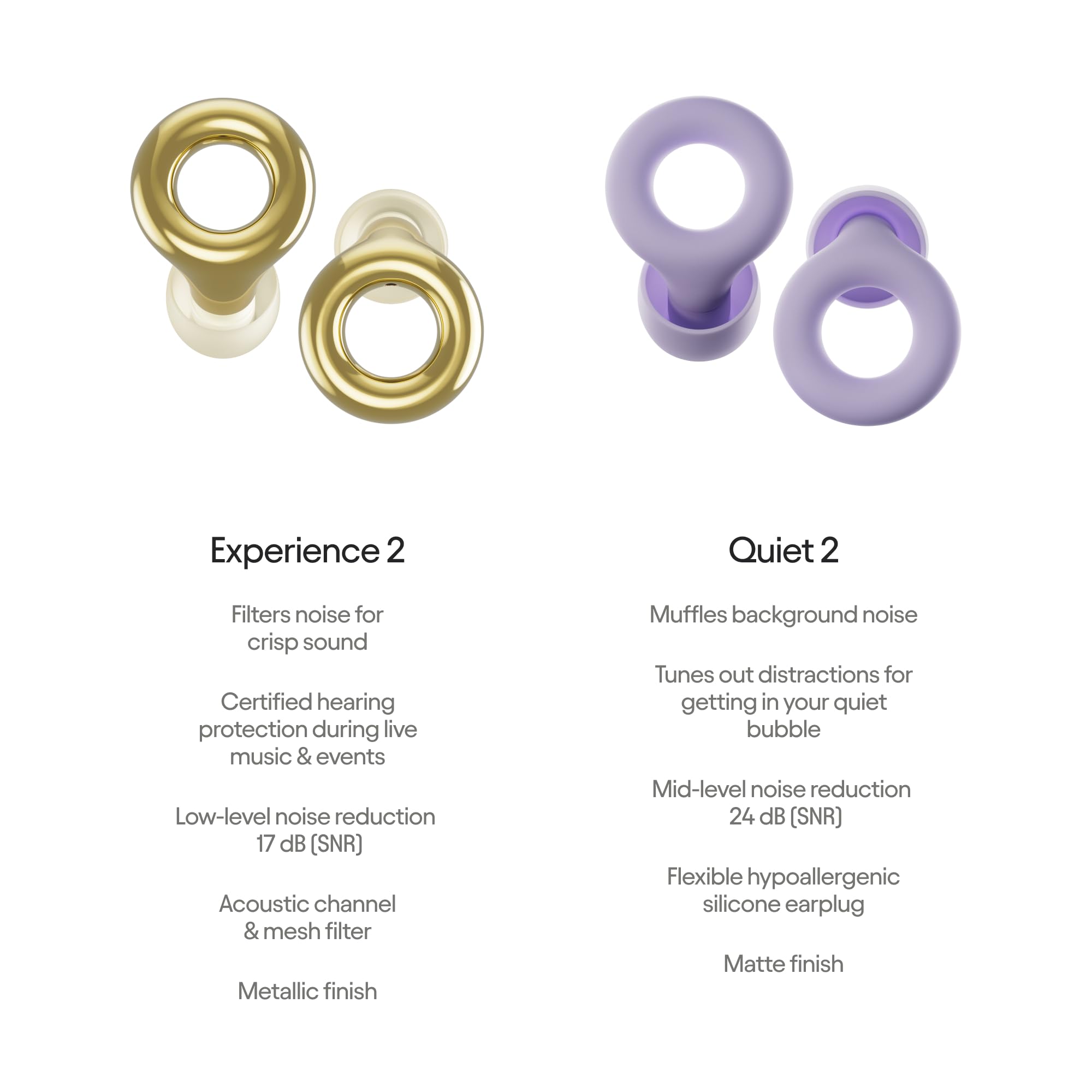 Loop Earplugs, coffret Jour & Nuit Link (lot de deux) – Experience 2 + Quiet 2 + Loop Link | Bouchons d’oreilles réutilisables pour le sommeil, la concentration, la sensibilité au bruit