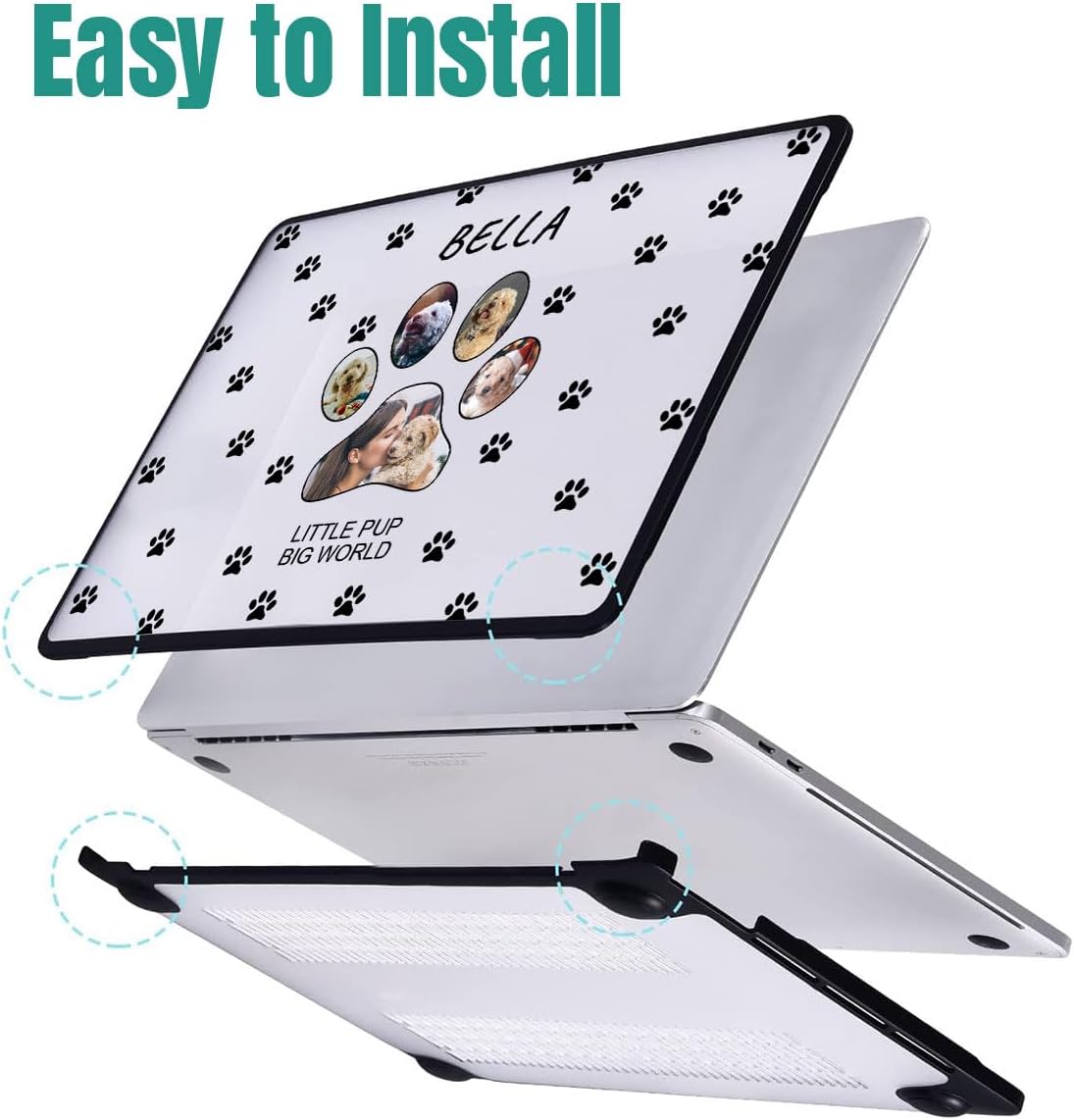 Custom Personalized Photo Case for MacBook Air 13.6 Inch 2022 2023 2024 A2681 M2 A3113, Add Collage Multiple Picture Text Plastic Hard Shell Cover for Mac 13.6" with Retina Display Touch ID,Clear