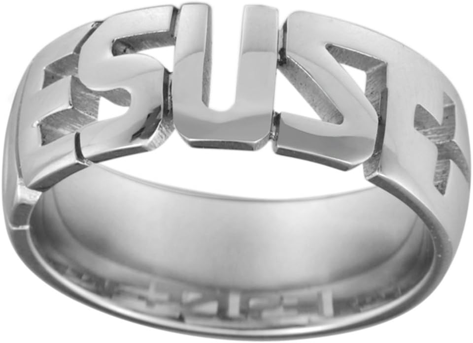 Jude Jewelers8mm Stainless Steel Jesus Ring Christian Religious Holy Cross Wedding Engagement