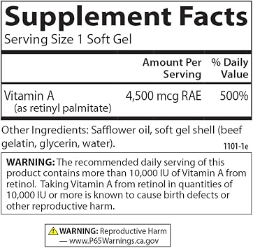 Carlson - Vitamin A, 15000 IU Palmitate (4500 mcg RAE), Vision Health, Healthy Skin, 120 Softgels