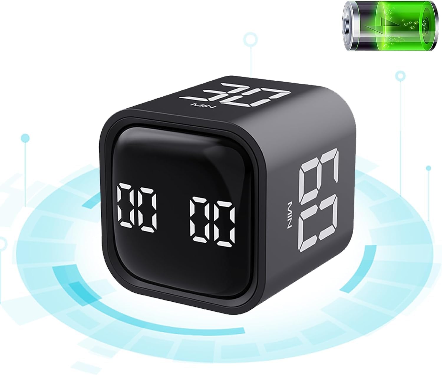 Cu-be Gravity Sensor Flip Timer - LED Display Silent Countdown Timer ...