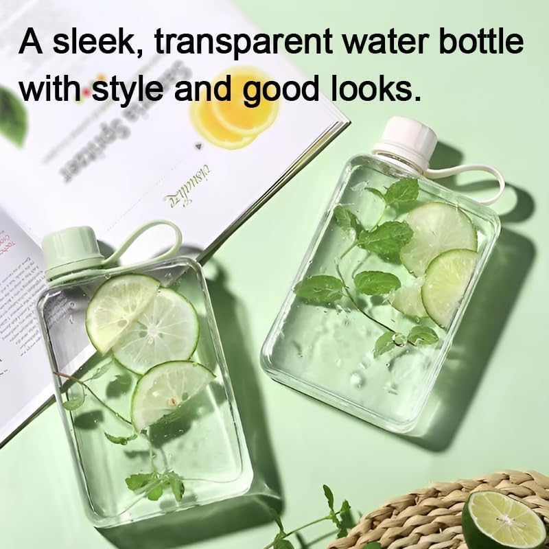 Flat Water Bottle Travel Flask Portable 8.2 oz BPA Free Tritan Square Water Bottle Leakproof Slim for Purse Travel Pocket Sports Fitness (Blue, 8.2 OZ) - Image 3