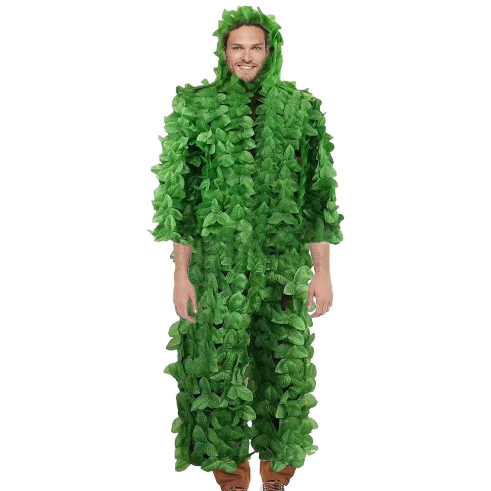 Ghillie Suit da uomo - Mimetica verde foresta per movimenti silenziosi, attrezzatura da caccia nella foresta | Tuta Gilly per fotografia naturalistica, birdwatching, Halloween, stanza per bamb