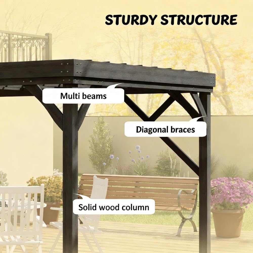 Wooden Pergola with Grape Vine Design for Outdoor Patio and Garden
