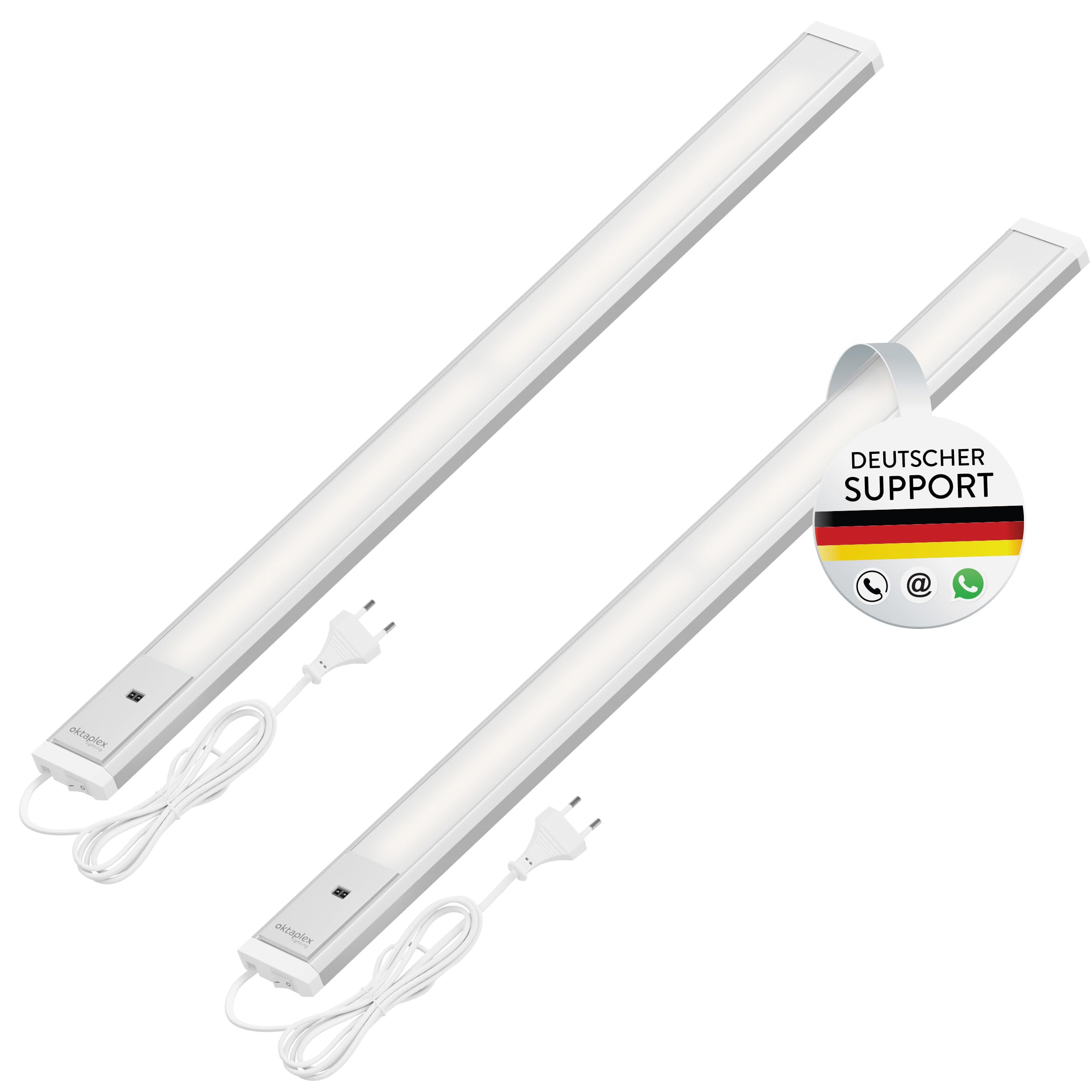 Oktaplex 2er Set Riva LED Unterbauleuchte Sensor 690lm warmweiß 57,5cm Küchenlicht dimmbar Unterbaulampe Küche 10W silber 230V