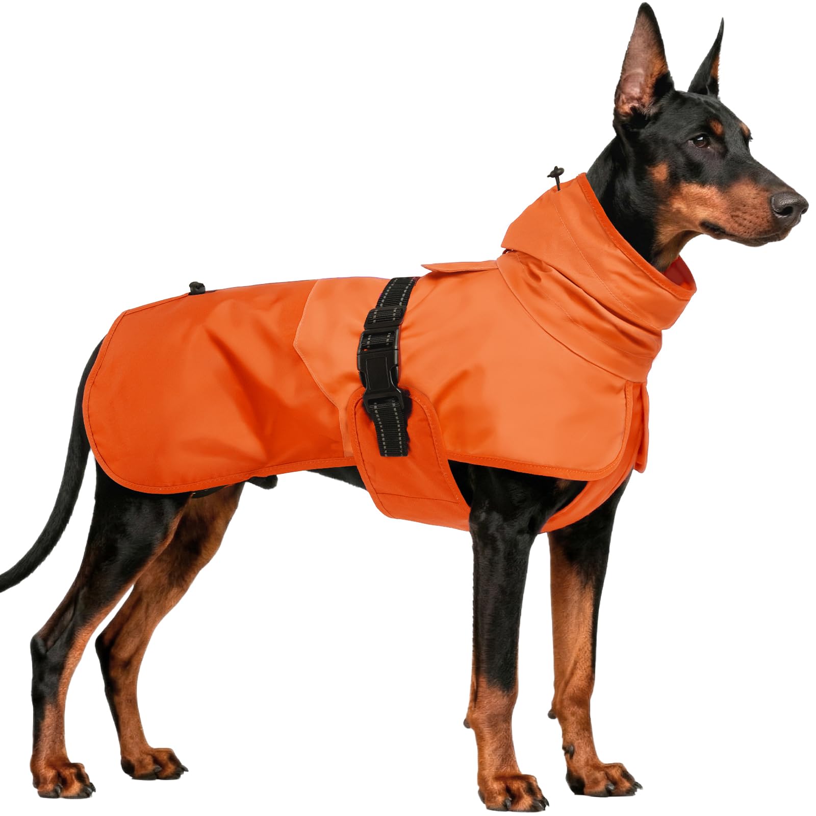 OUOBOB Dog Raincoat Waterproof Lightweight for Large Breeds Orange 3XL