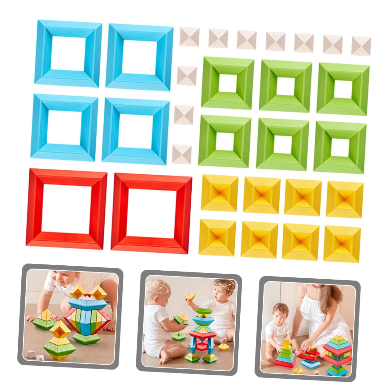 BESTonZON 30 Piezas Bloques Apilables para Años Juguetes Educativos de Construcción Coloridos y Seguros para Desarrollo Infantil