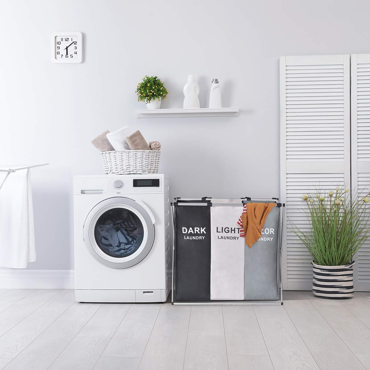 Portabiancheria Grande Cesto Pieghevole Impermeabile Quadrato per classificare Indumenti Chiaro Scuro, 68 * 38 * 60cm, 3 compartments