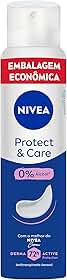 NIVEA Desodorante Antitranspirante Aerossol Protect & Care 200ml, Proteção 72h, Cuidado Suave, Axilas Protegidas