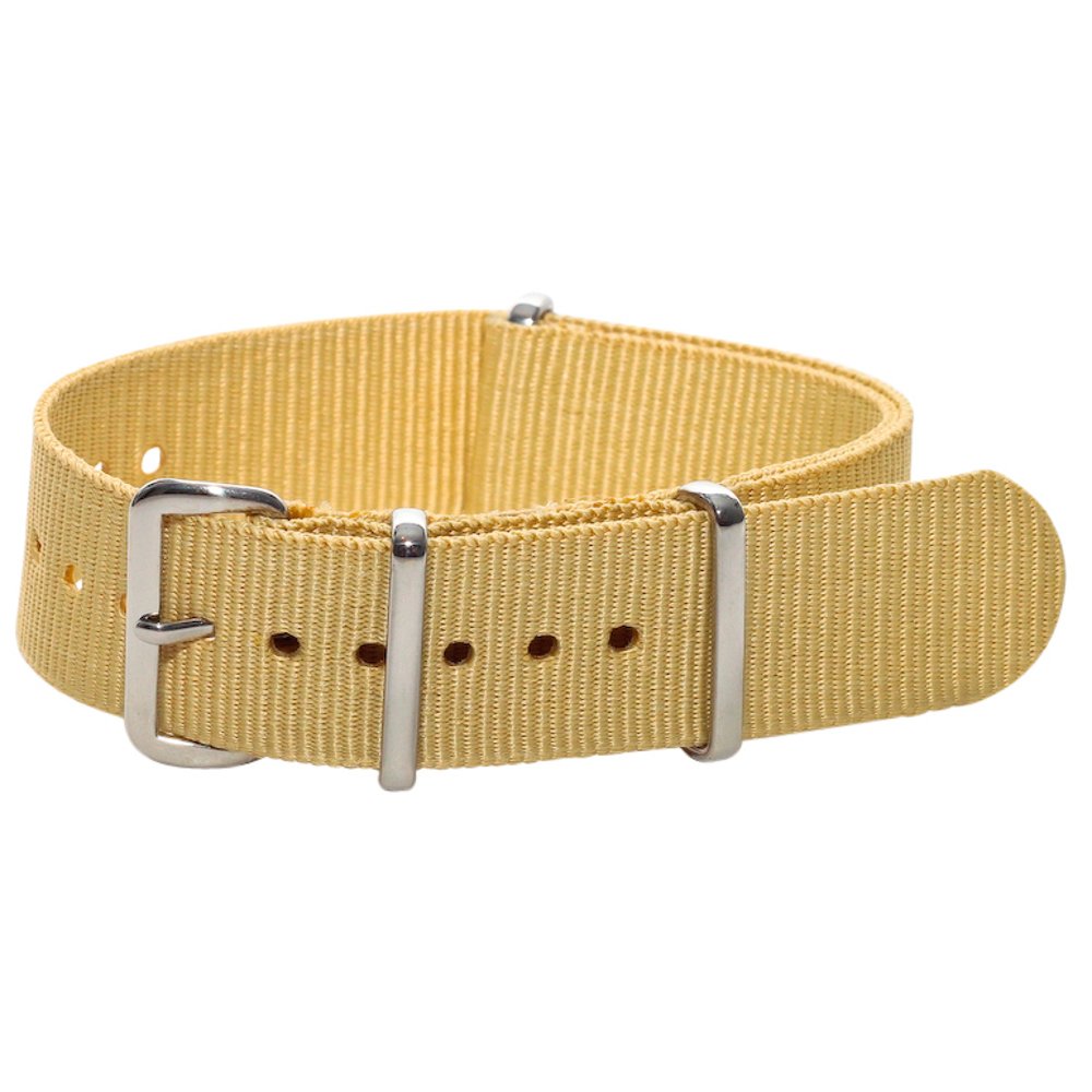 Clockwork Synergy® - Classic SS Nylon Ballistic Watch Band Straps - Khaki - 18mm Interchangeable Replacement Military Watch Strap
