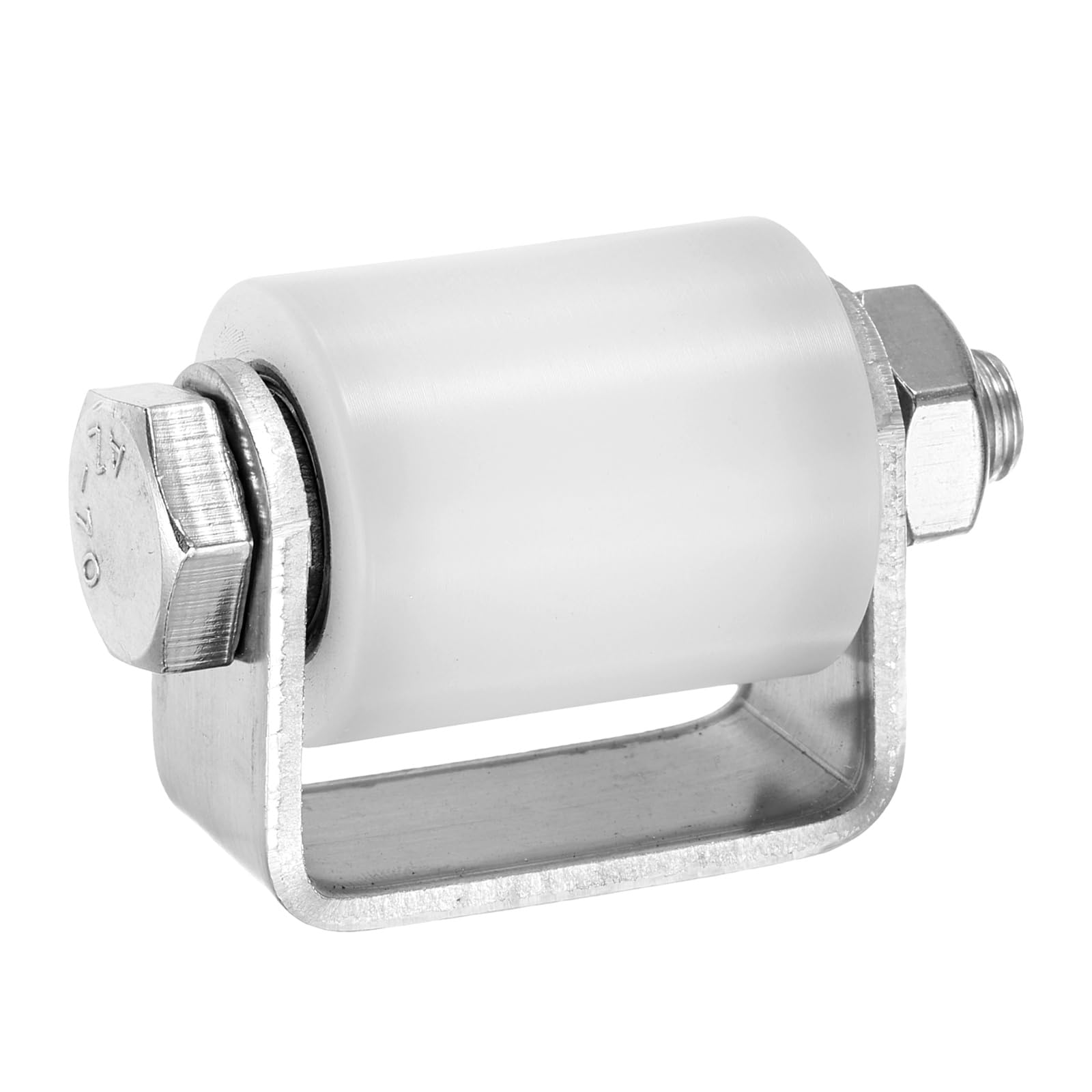 sourcing map Slide Gate Guide Roller, 35mm Nylon Sliding Gate Guider with C Post Welded Bracket, Ball Bearing Side Roller Assembly Screw Tightening for Sliding Door 30mm Dia, White
